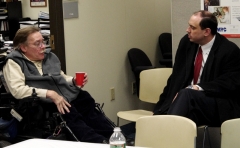 Executive Director, Paul Spooner, and state senator Jamie Eldridge discuss local issues.