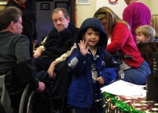 Karen Dempsey, Chair of the Framingham Disability Commission, arrives with her two boys, Will and Joe
