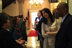 Rose and Michael talk before the signing.