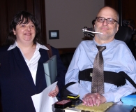 Amy Hasbruck and John Kelly before the hearing.