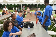 young people in food tent