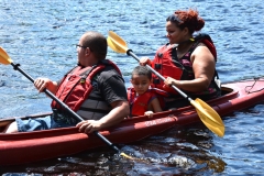 family in kayak