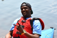 man ready to kayak