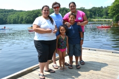 family on dock