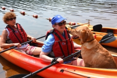 Debbie, Jini and Rue get ready to kayak