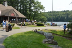 view of the pond and visitor center