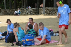 people sitting on the beach