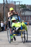 Andrea Leber of Virginia pushing wheelchair