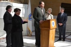 Rep. D'Emilia speaking, Rep. Peake and Kaufman to the right.