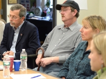 Kirk Joslin, president of Easter Seals MA, Steve, a consumer at MWCIL and State Senator Karen Spilka