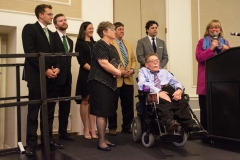 Pictured are Senator Kennedy's wife, Clare Holgren, and staff, Gerald Cassidy, Michael King, Joseph Mascianglioli, Sarah Yunits