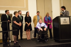 Pictured are Senator Kennedy's wife, Clare Holgren, and staff, Gerald Cassidy, Michael King, Joseph Mascianglioli, Sarah Yunits