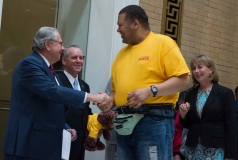 Speaker Robert DeLeo, Rep. Jeff Roy, and Senator L'Italien (l-r)