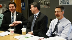 Representative Jack Lewis, Paul Madeiros (President of Easter Seals of MA), Josh (Easter Seals of MA)