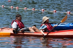 man and woman kayaking