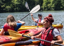 Kayla, Mikaela and Lou kayaking