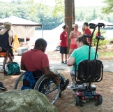 People sitting in the shade