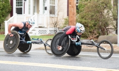 (r-l) Takashi Yoshida (W19) from Japan 1:40:21, Krige Schabort (W 20) from Georga 1:34:55 (55 years old)