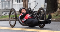 Hand cyclist with no visible number