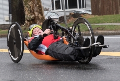 Hand cyclist with no visible number