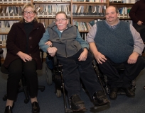 Senate President Karen Spilka, Paul (MWCIL) and Joe Bellil of Easter Seals, MA