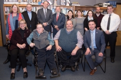 Front Row: Senator Spilka, Paul Spooner, Joe Bellil and Representative Lewis.   Back Row: Representative Hogan and Linsky, Senator Eldridge, Representatives Gentile and Robinson, Karen Langle, Catherine Fradenburg, Leo Tonevski and Paul Madeiros