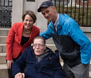 Maura Healey and Paul Spooner (MWCIL) and Bill Henning (Boston CIL)