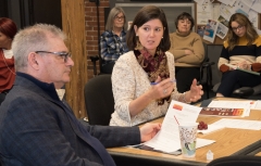 Representative Carolyn Dykema with Rep. David Linsky in foreground