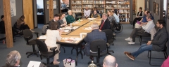 View of table and room during discussion