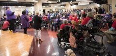 Crowd scene, indoors.