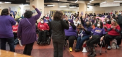 crowd scene, indoors