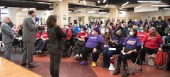 crowd scene, indoors