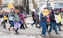 Marchers with signs