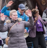 Protesters dancing