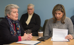 Rep. Kate Donaghue and Rep. Priscila Sousa.   Karen Freker (Rep. Hogan's staff) in background