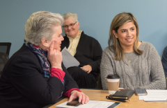 Rep. Kate Donaghue and Rep. Priscila Sousa.  Karen Freker (Rep. Hogan's staff) in background