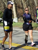 woman racing with one blade and a guide