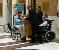 Ernst van Dyk at the State House with MRC Commisstioner Charlie Carr