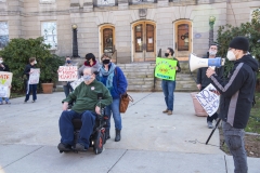 Protestors with speaker