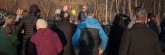 advocates listen to Rep Sean Garballey, Senator Mike Barrett