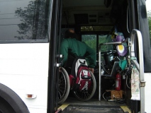 Paul Spooner entering Roland's bus at mwcil 2006