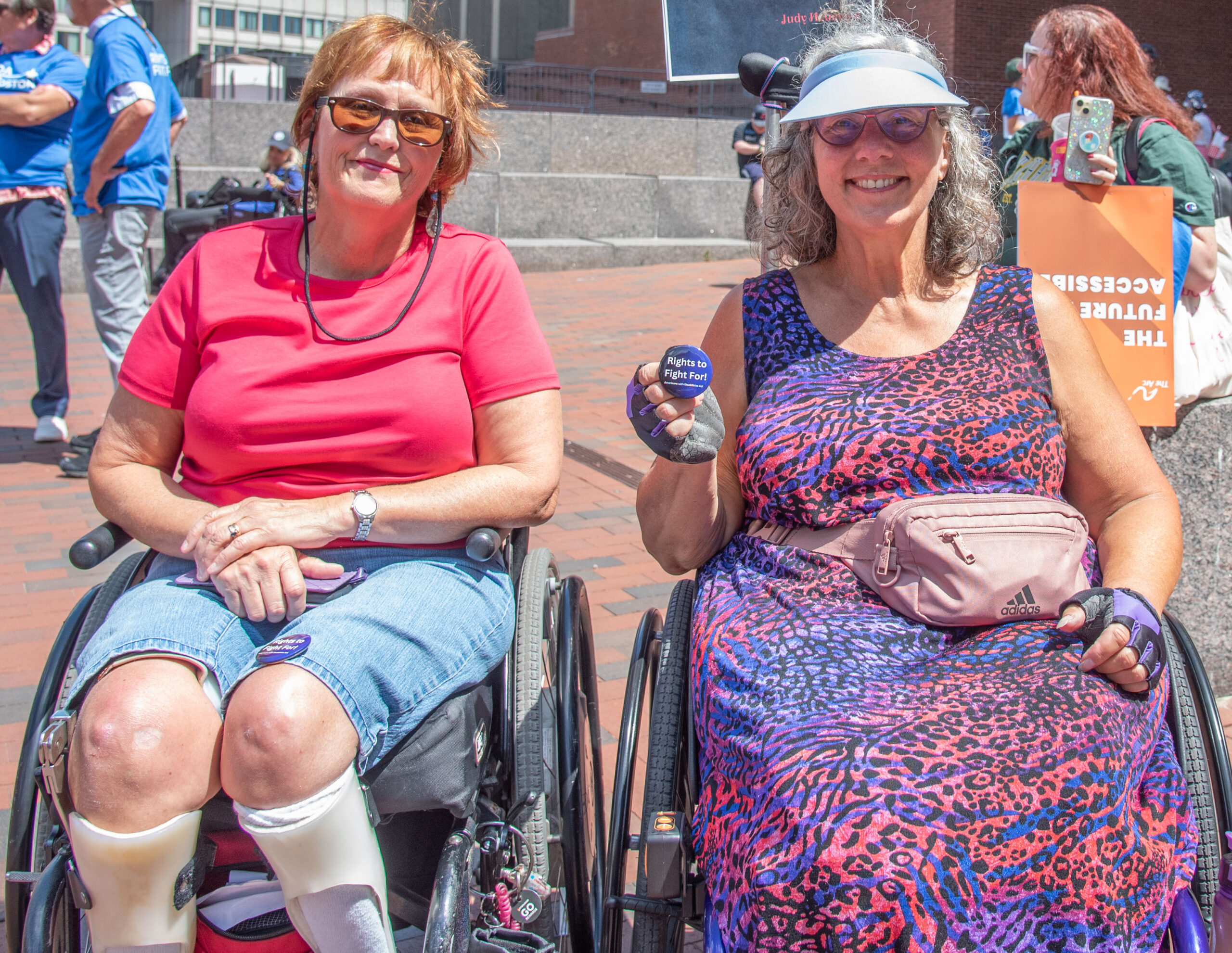 two women. button says Rights to Fight For