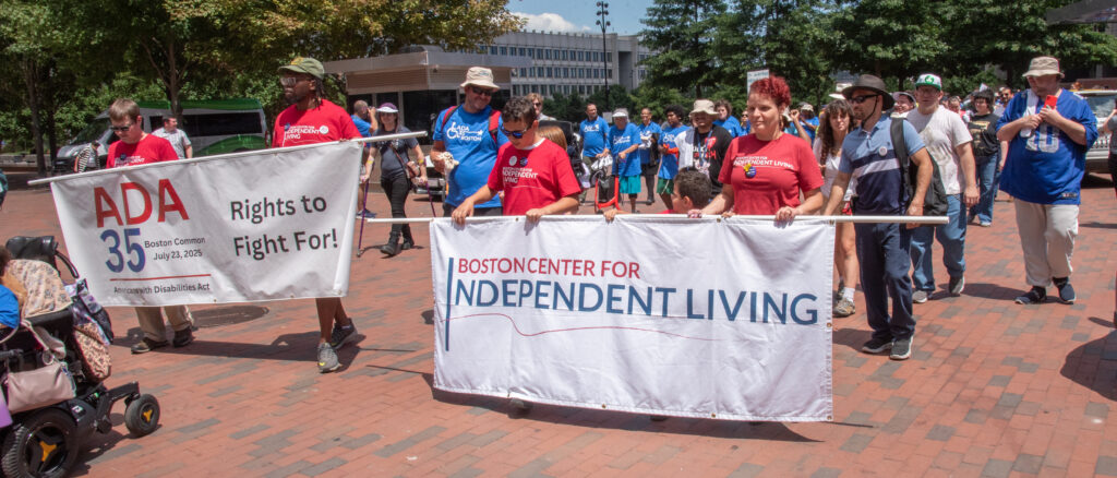 BCIL flag and marchers