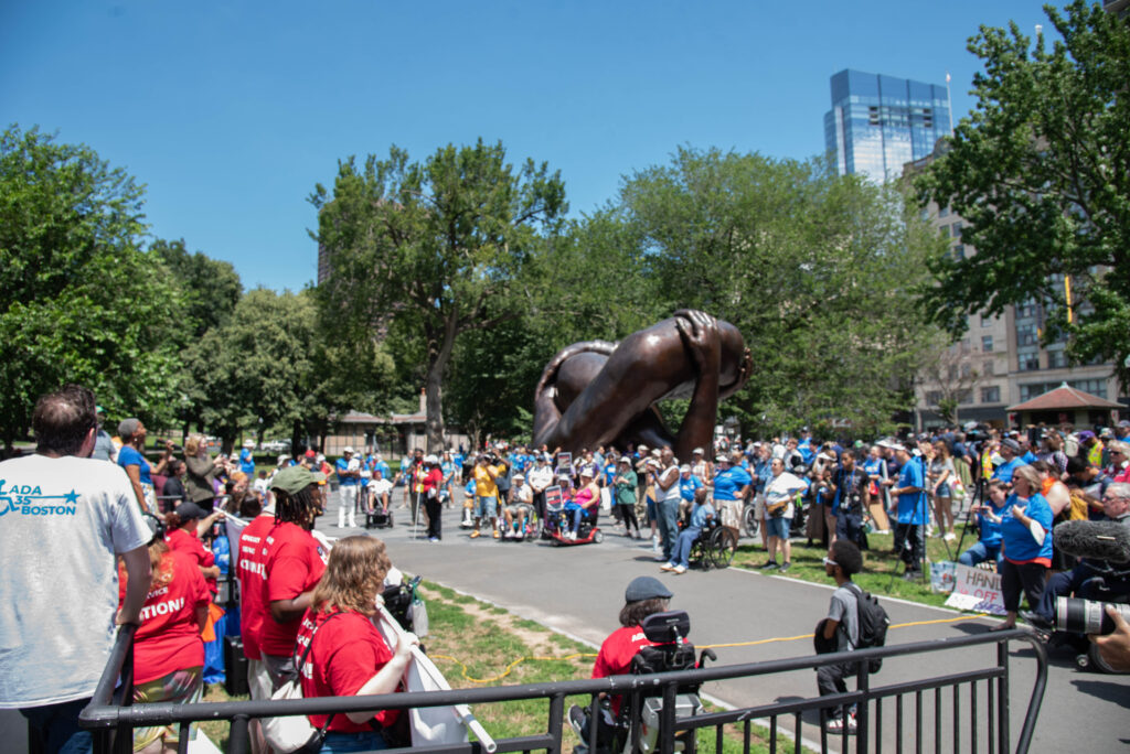View of crowd and Embrace