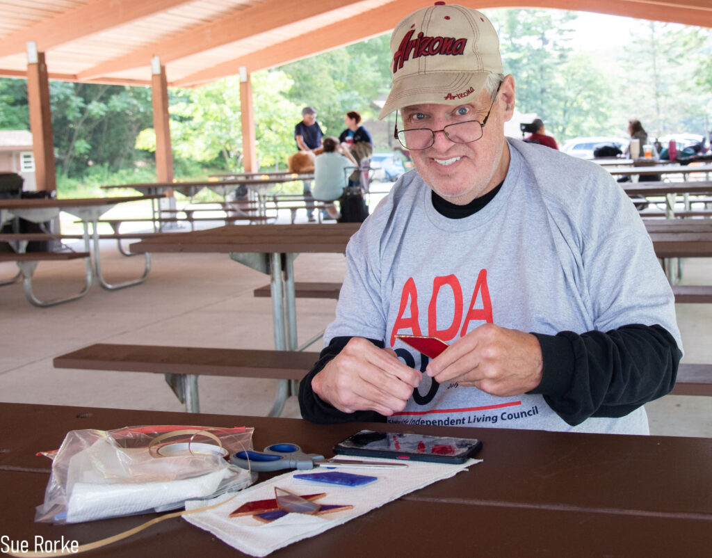 Mark (MWCIL) making stain glass object