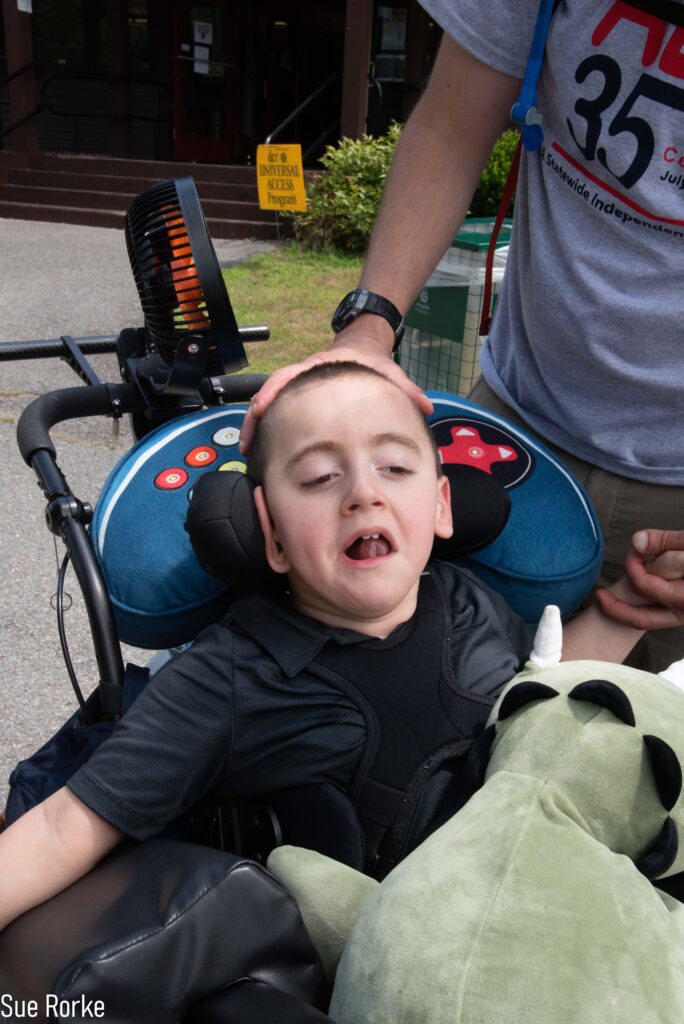 Young boy in wheelchair
