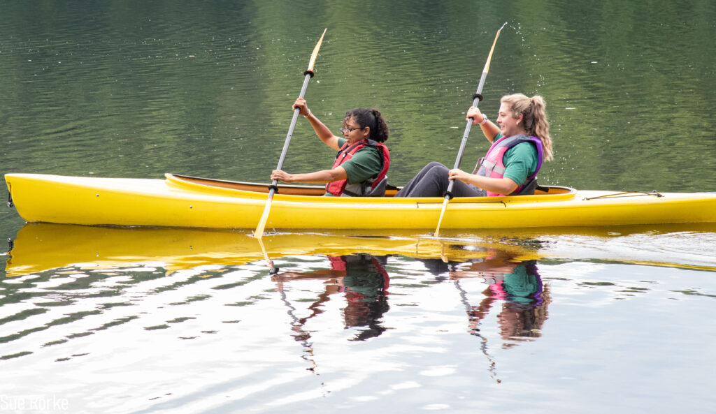 Two women kayaking