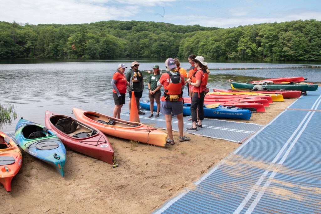 staff getting ready to kayak